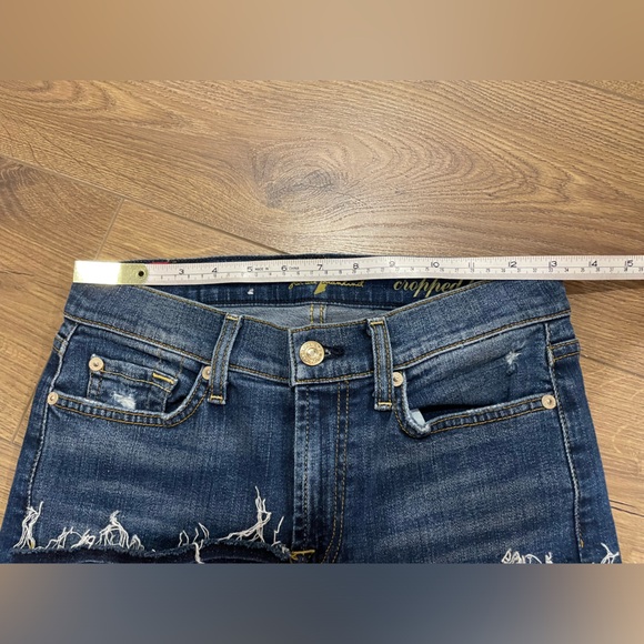 7 For All Mankind Cropped Boot Cut Raw Hem Medium Wash Designer Denim 26” - Picture 5 of 9